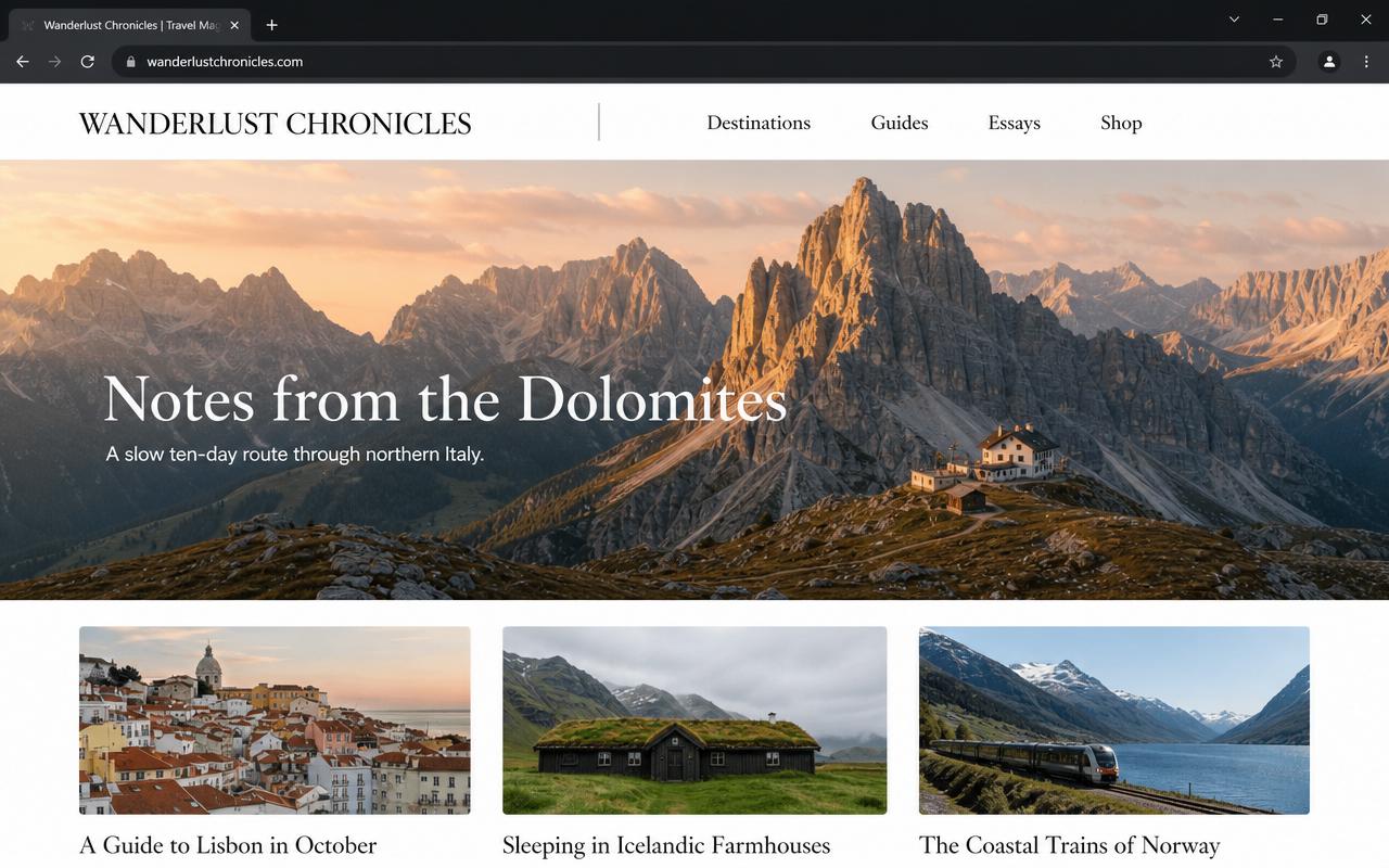 Kelionių žurnalas website example